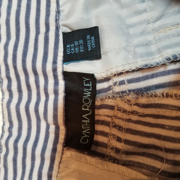 Cynthia Rowley Linen Railroad Blue Striped Size 6 - Picture 3 of 4
